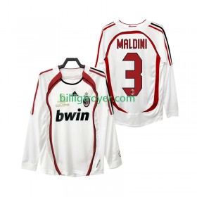 Billige Fotballdrakter AC Milan MALDINI 3 2006 2007 Retro Bortedraktsett Langermet